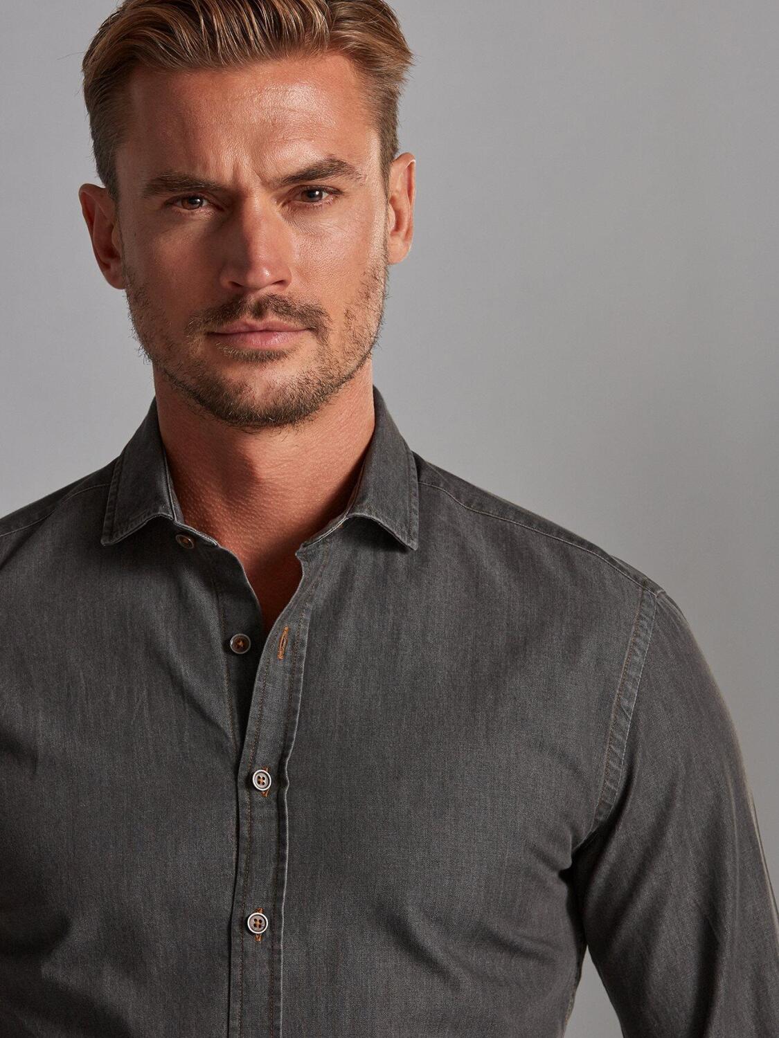 Chemise cintr&eacute;e Lou en denim anthracite