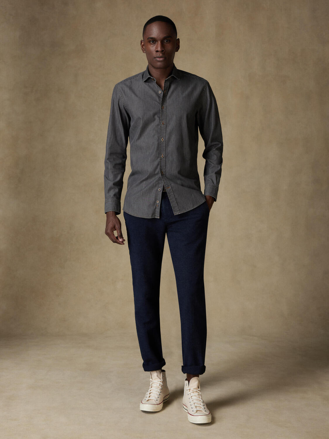 Chemise cintrée Lou en denim gris