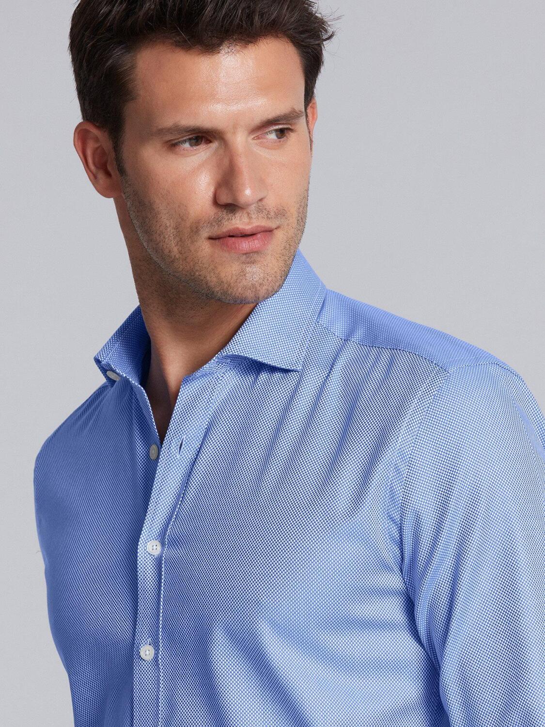 Chemise cintr&eacute;e Luke en natt&eacute; bleue
