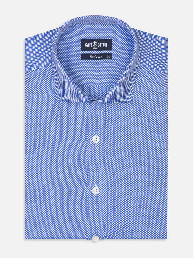 Luke blue dobby slim fit shirt