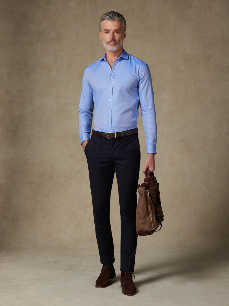 Luke blue dobby slim fit shirt