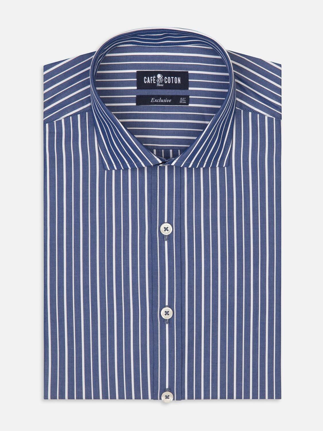 Chemise cintr&eacute;e Marlon &agrave; rayures marine