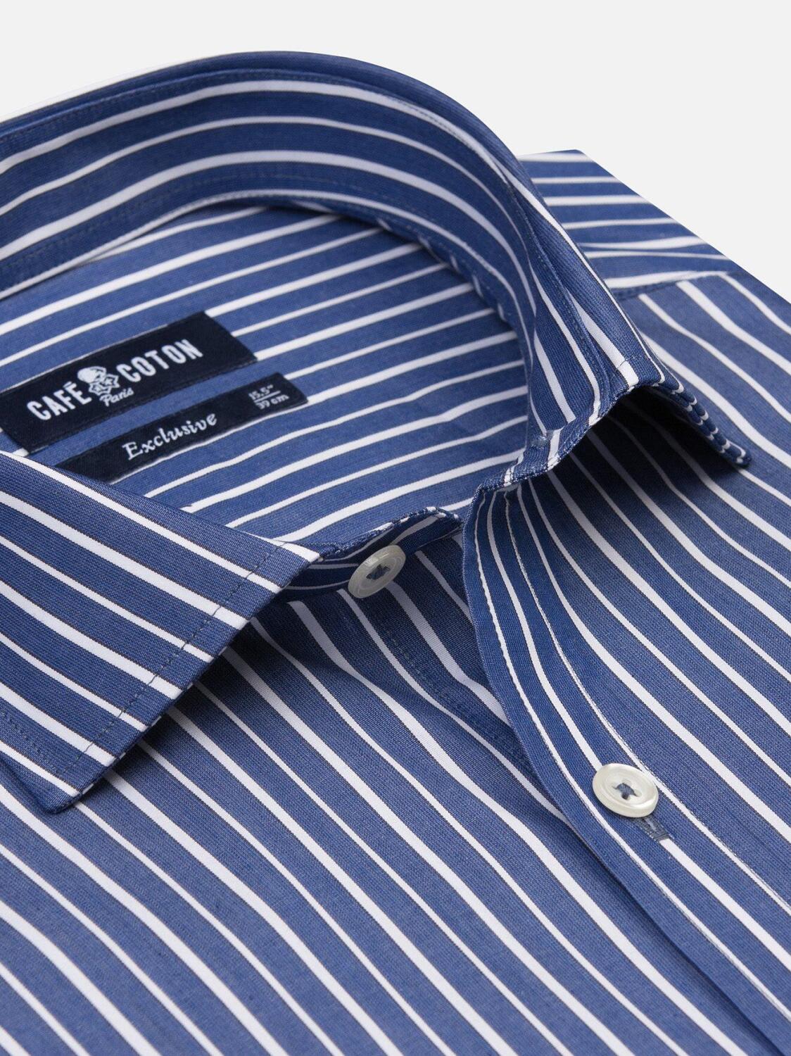 Chemise cintr&eacute;e Marlon &agrave; rayures marine