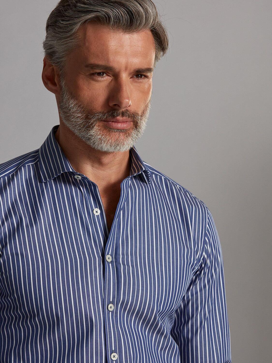 Chemise cintr&eacute;e Marlon &agrave; rayures marine