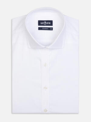 Camicia Slim Fit Meadow bianca in cotone e Tencel
