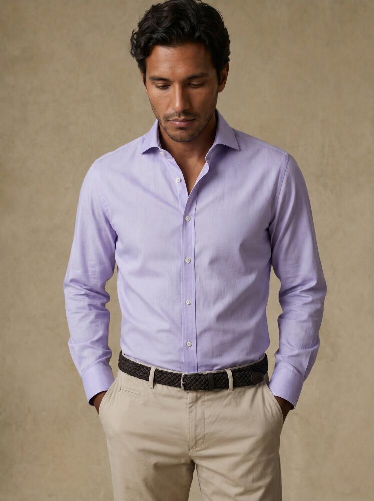 Camisa Slim Fit Meadow lila de algod&oacute;n y Tencel