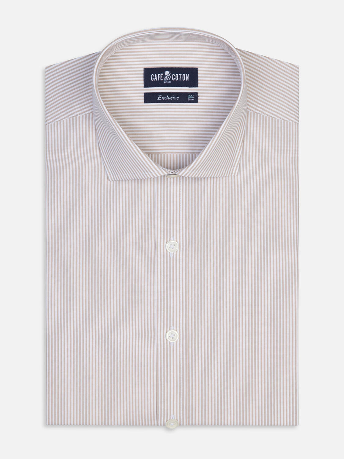 Menthon slim fit shirt with beige stripes
