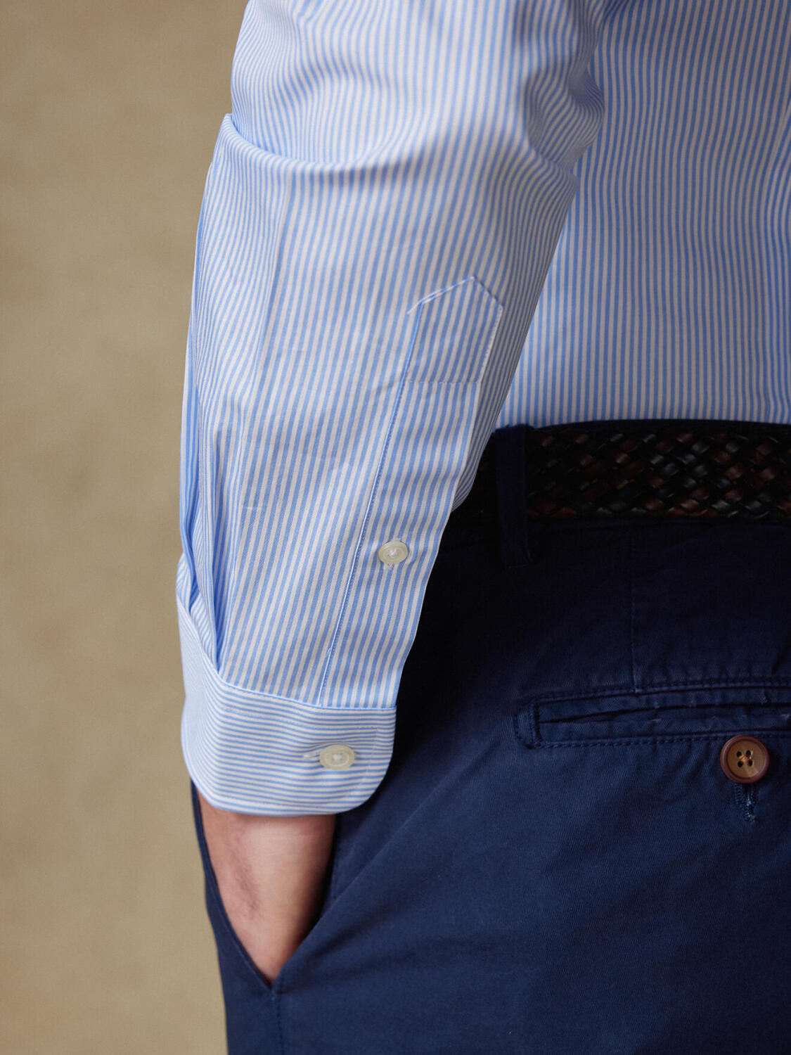 Camicia slim fit Menthon a righe celesti