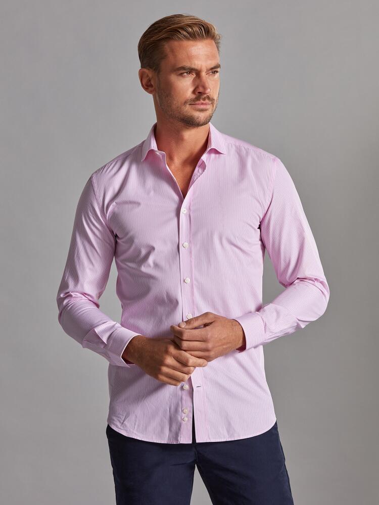 Chemise cintrée Menthon à rayures rose