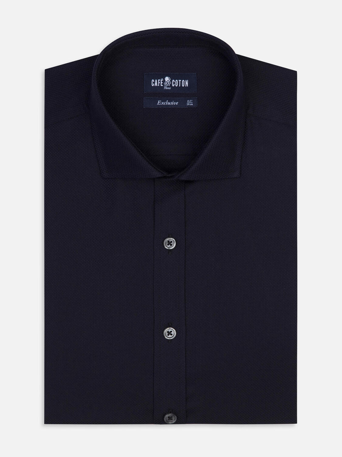 Overhemd slim Mike met structuur marineblauw