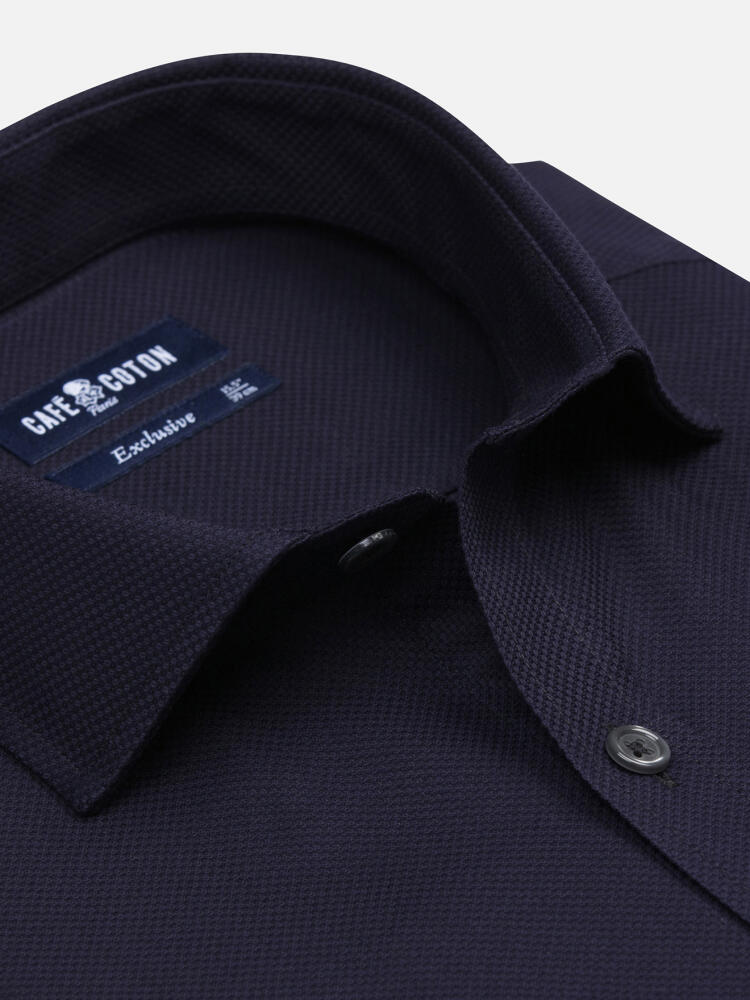 Camicia slim Mike testurizzata blu navy