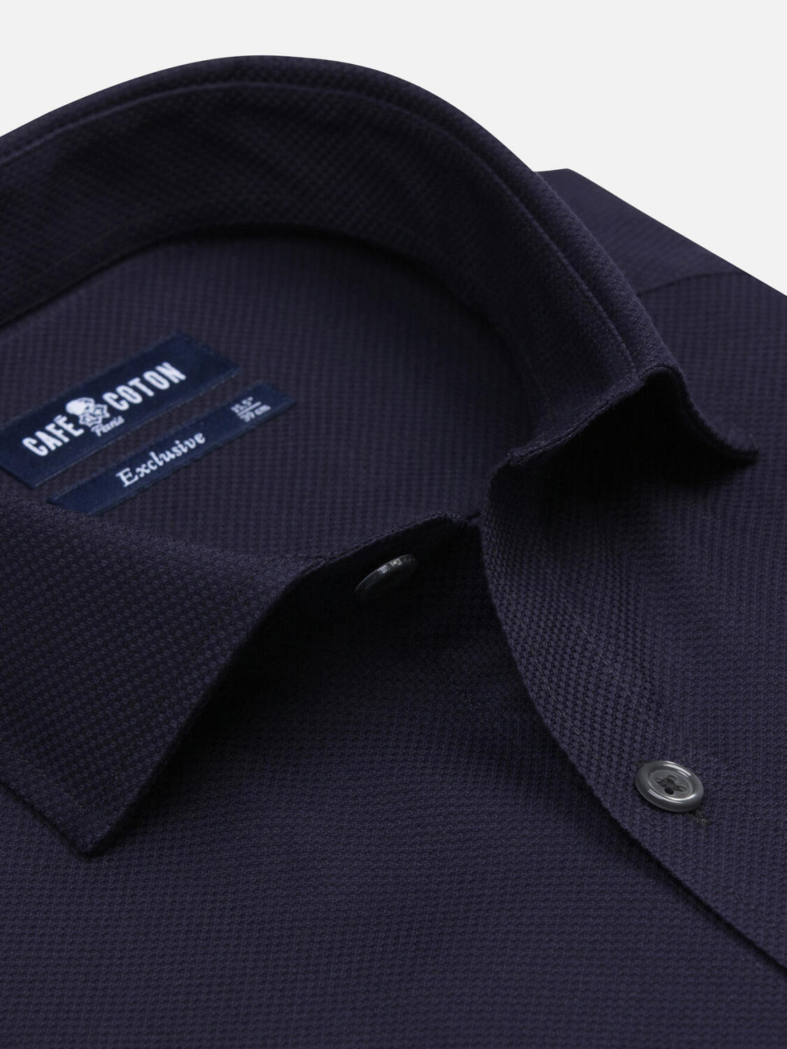 Overhemd slim Mike met structuur marineblauw