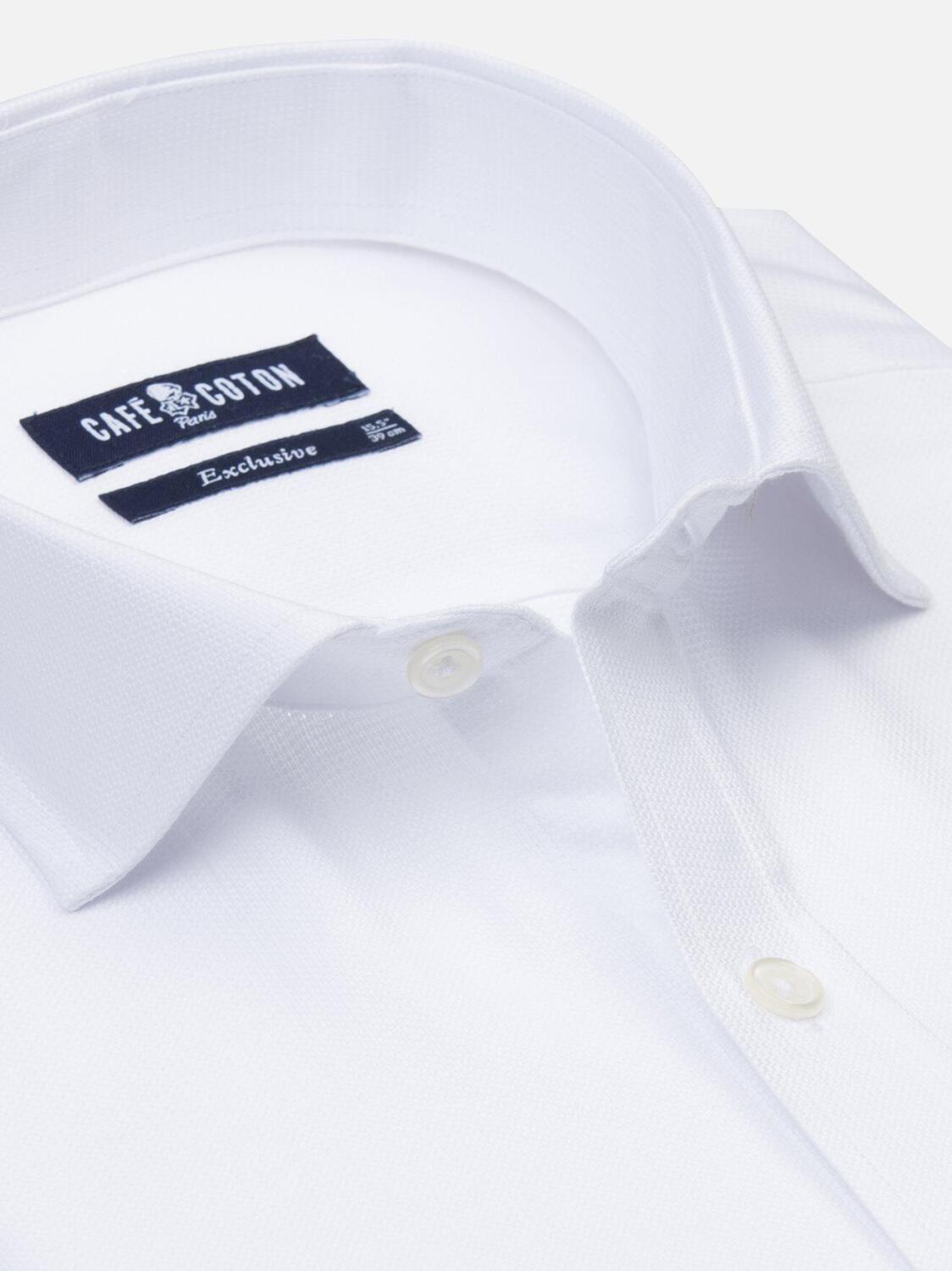 White textured slim fit shirt