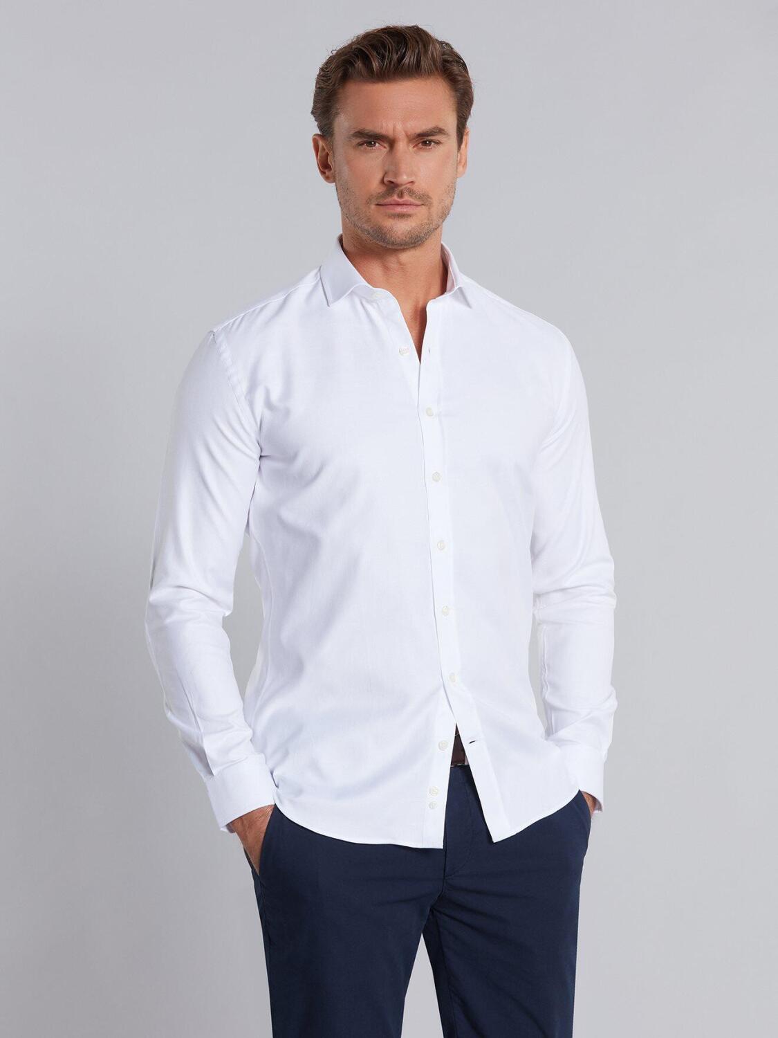 White textured slim fit shirt