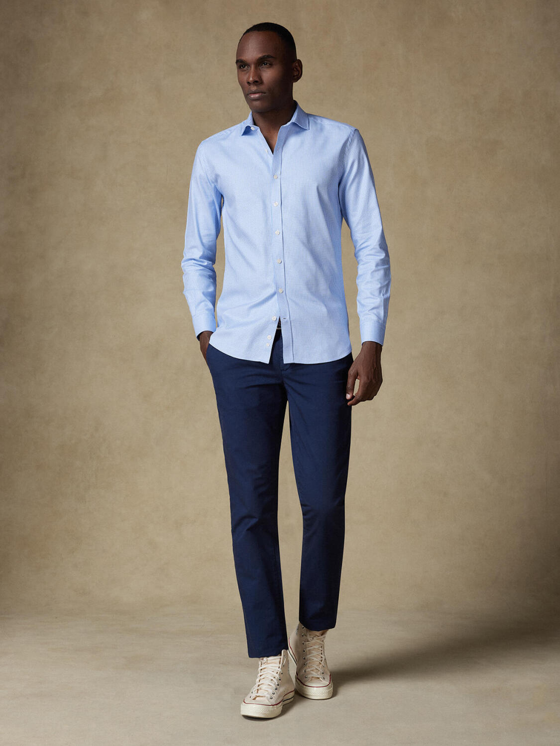 Miles slim fit shirt in sky blue basketweave