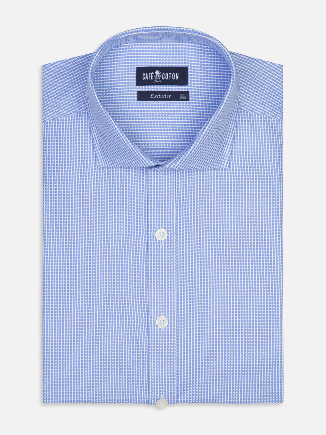 Miles slim fit shirt in sky blue basketweave