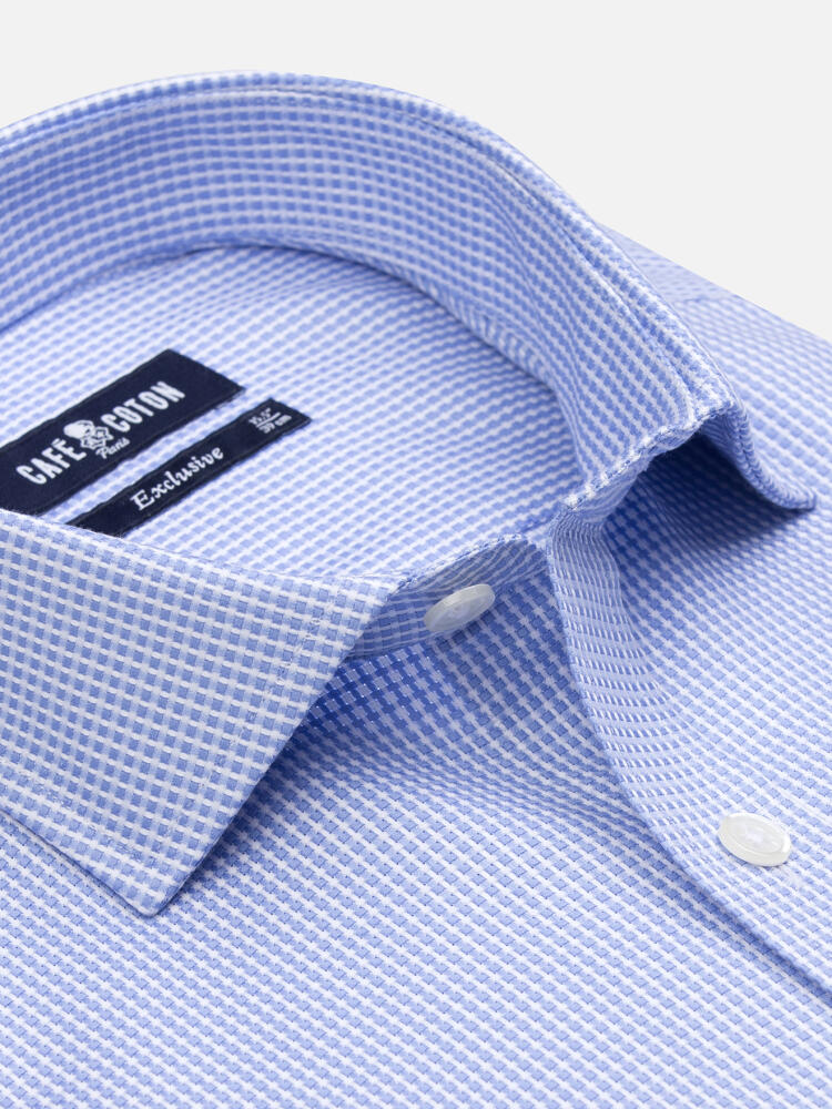Slim Fit Miles Strukturiertes Hemd Hellblau