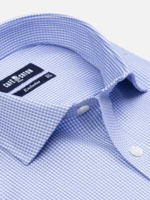 Slim Fit Miles Strukturiertes Hemd Hellblau