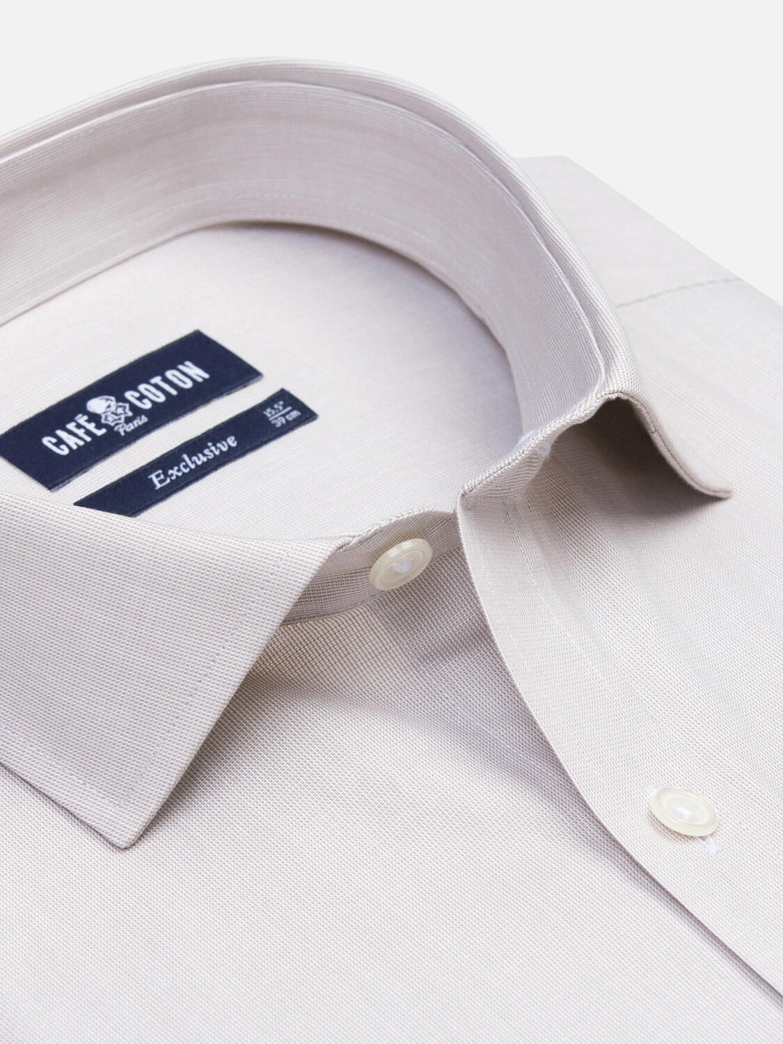 Chemise cintrée en mille raies sable