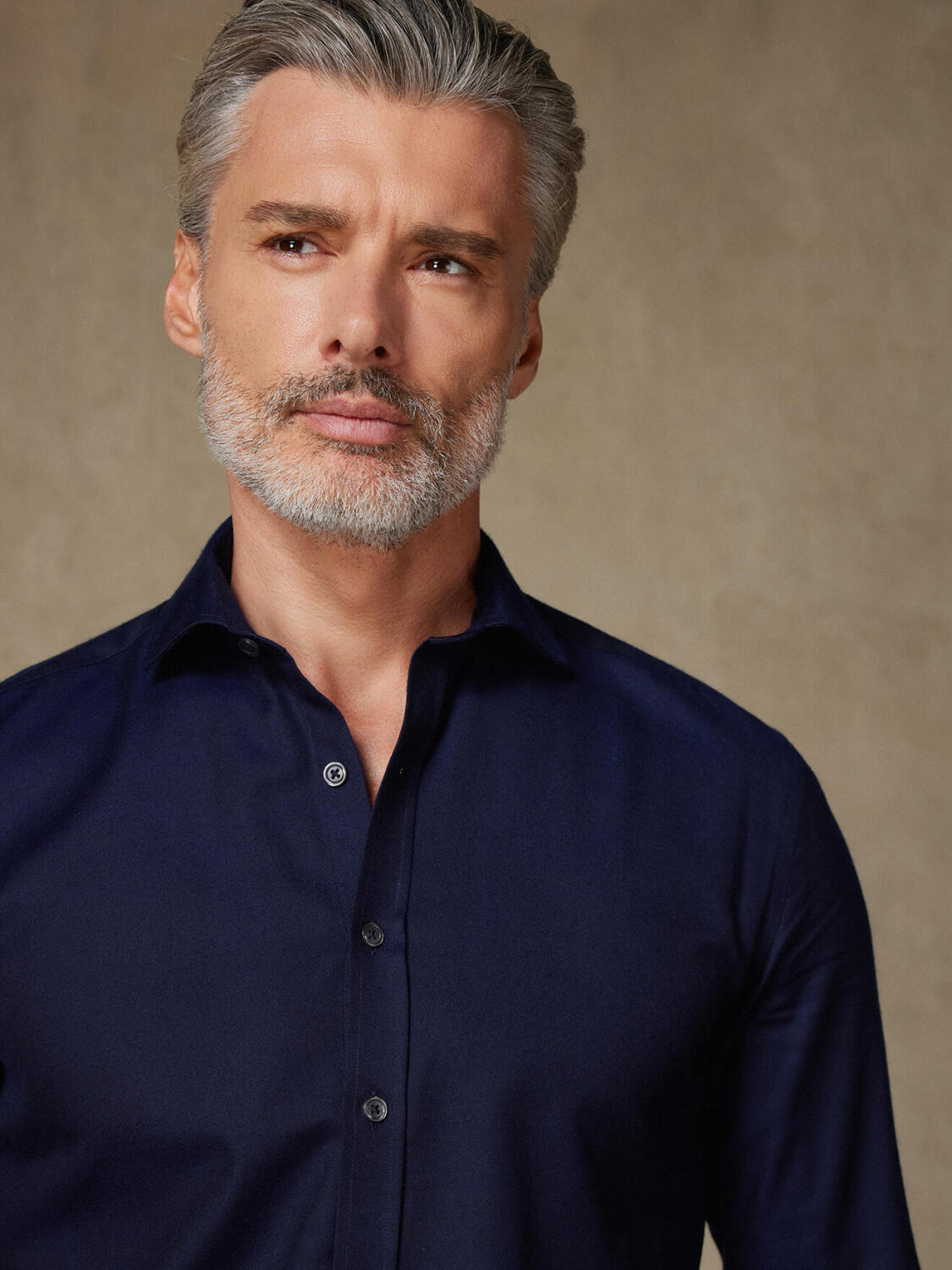 Camicia slim fit in flanella Mitch navy