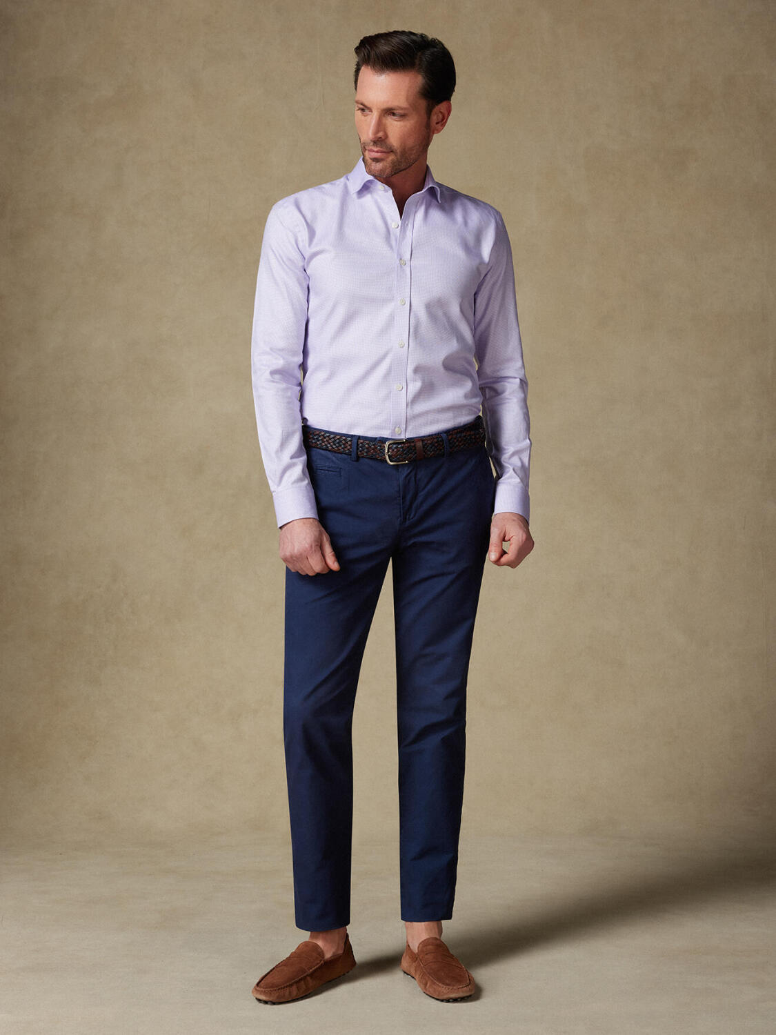 Chemise cintrée en natté parme