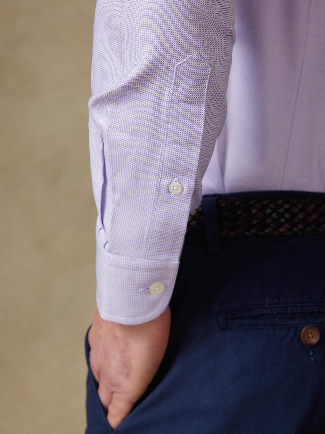 Chemise cintrée en natté parme