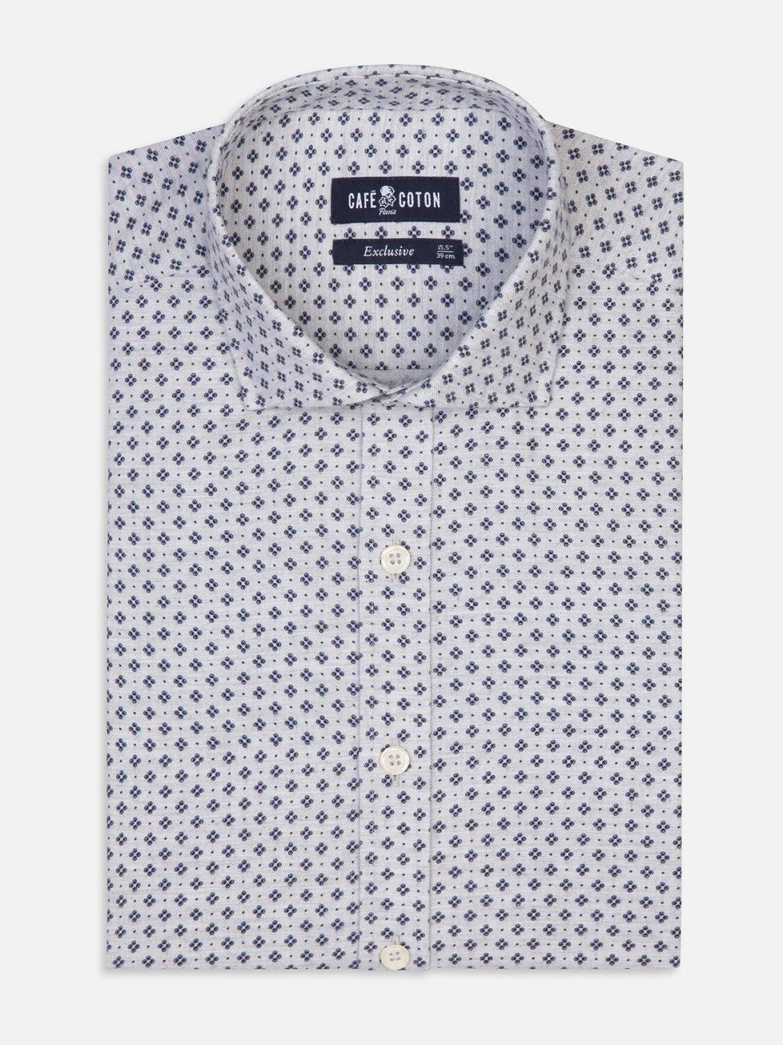 Chemise cintr&eacute;e Nelson grise &agrave; motifs imprim&eacute;s