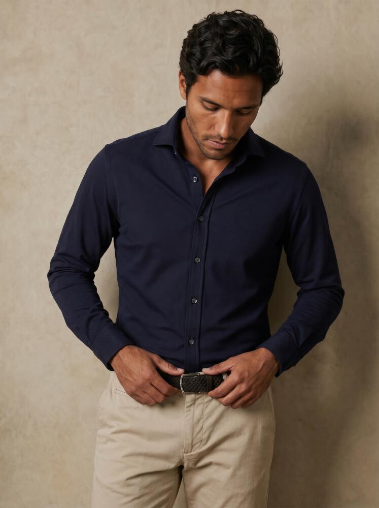 Slim Fit Nova Oxford-Hemd Marineblau