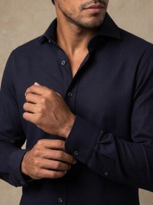 Slim Fit Nova Oxford-Hemd Marineblau