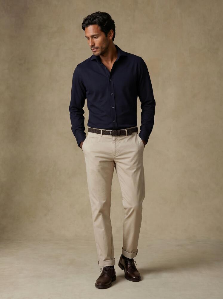 Camisa Slim Fit Nova de oxford azul marino