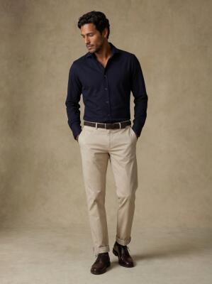 Slim Fit Nova Oxford-Hemd Marineblau