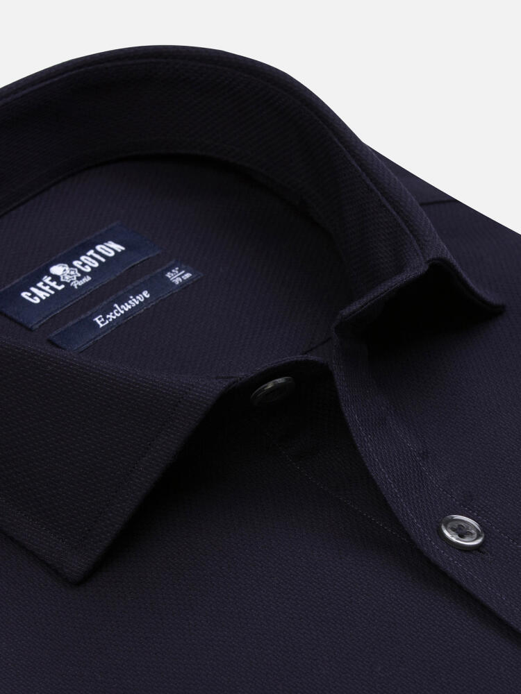 Camisa Slim Fit Nova de oxford azul marino