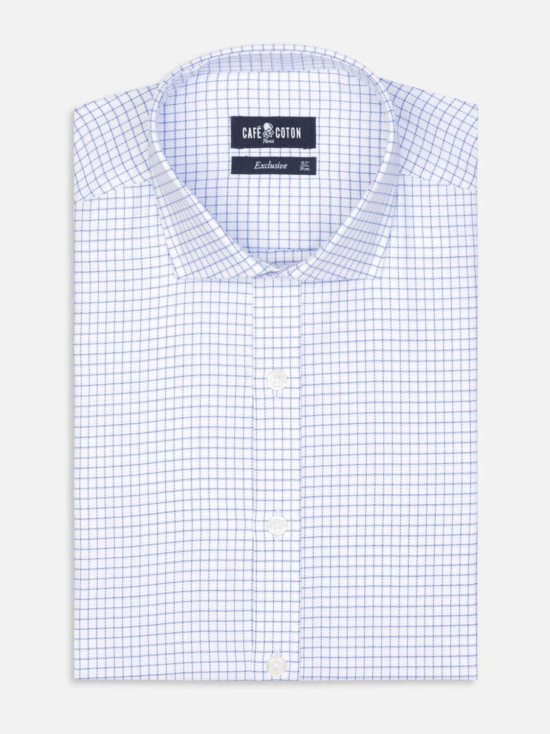 Chemise cintrée Oleg à carreaux bleus