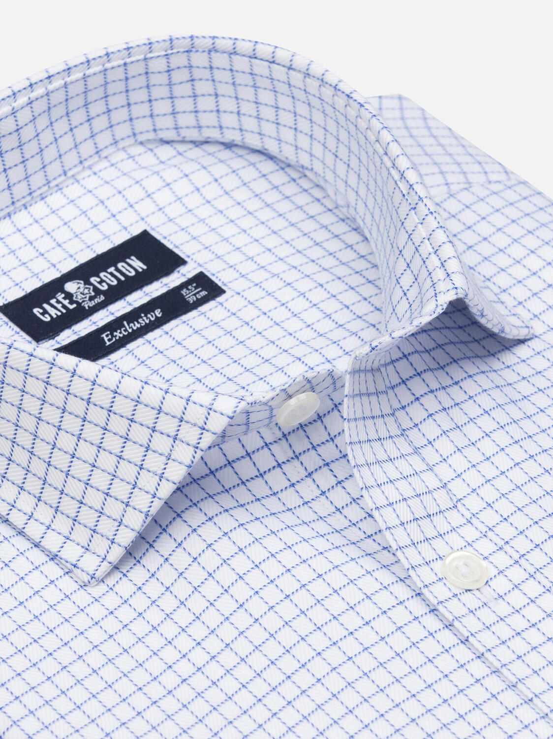 Chemise cintrée Oleg à carreaux bleus