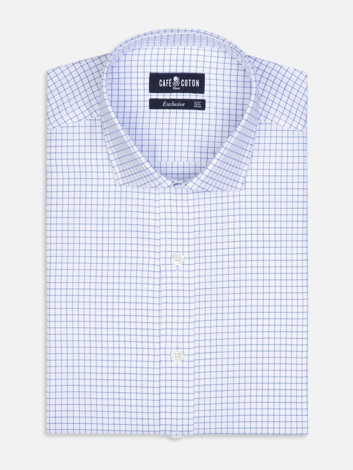 Chemise cintr&eacute;e Olga &agrave; carreaux bleus