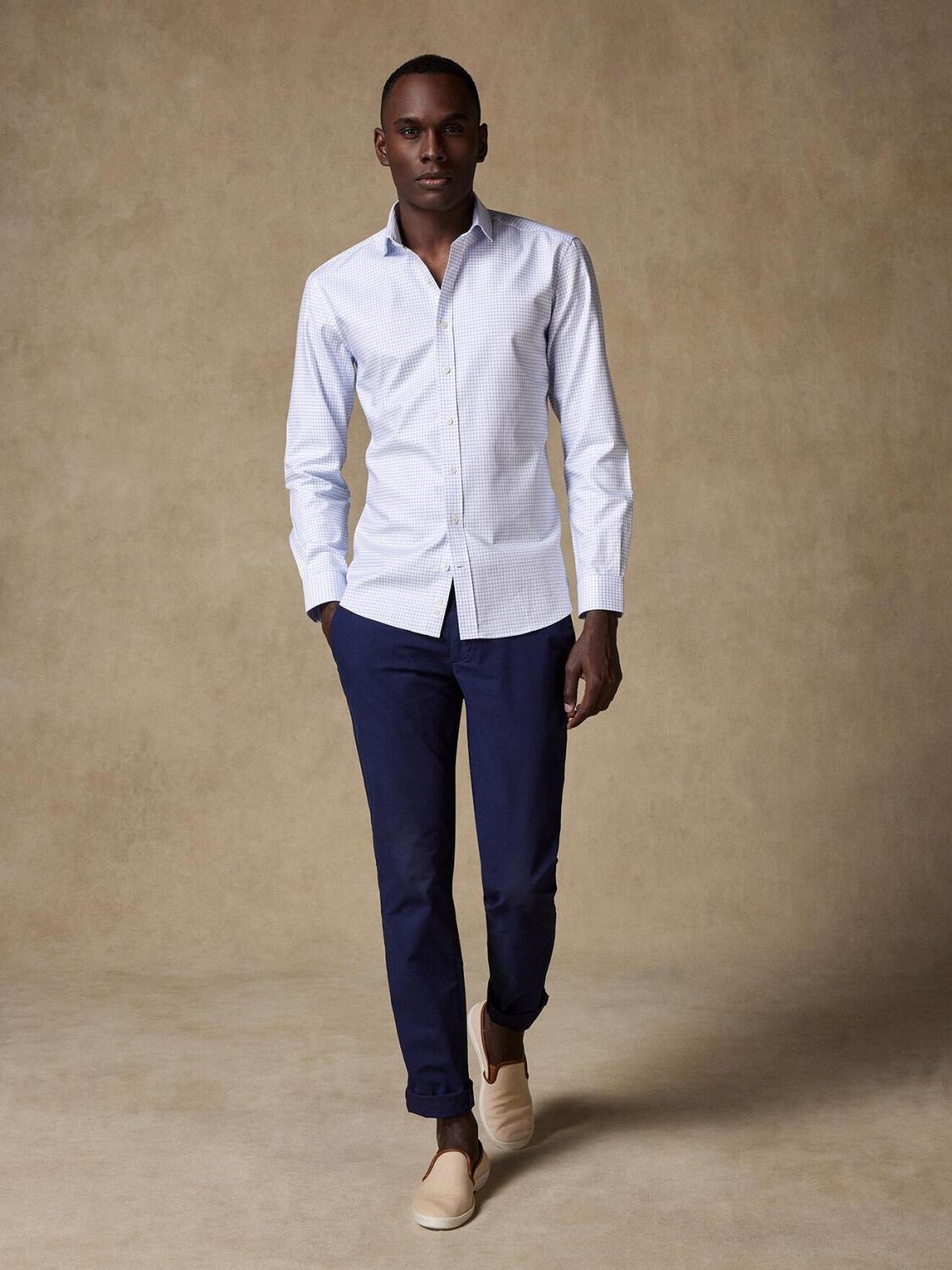 Chemise cintr&eacute;e Olga &agrave; carreaux bleus