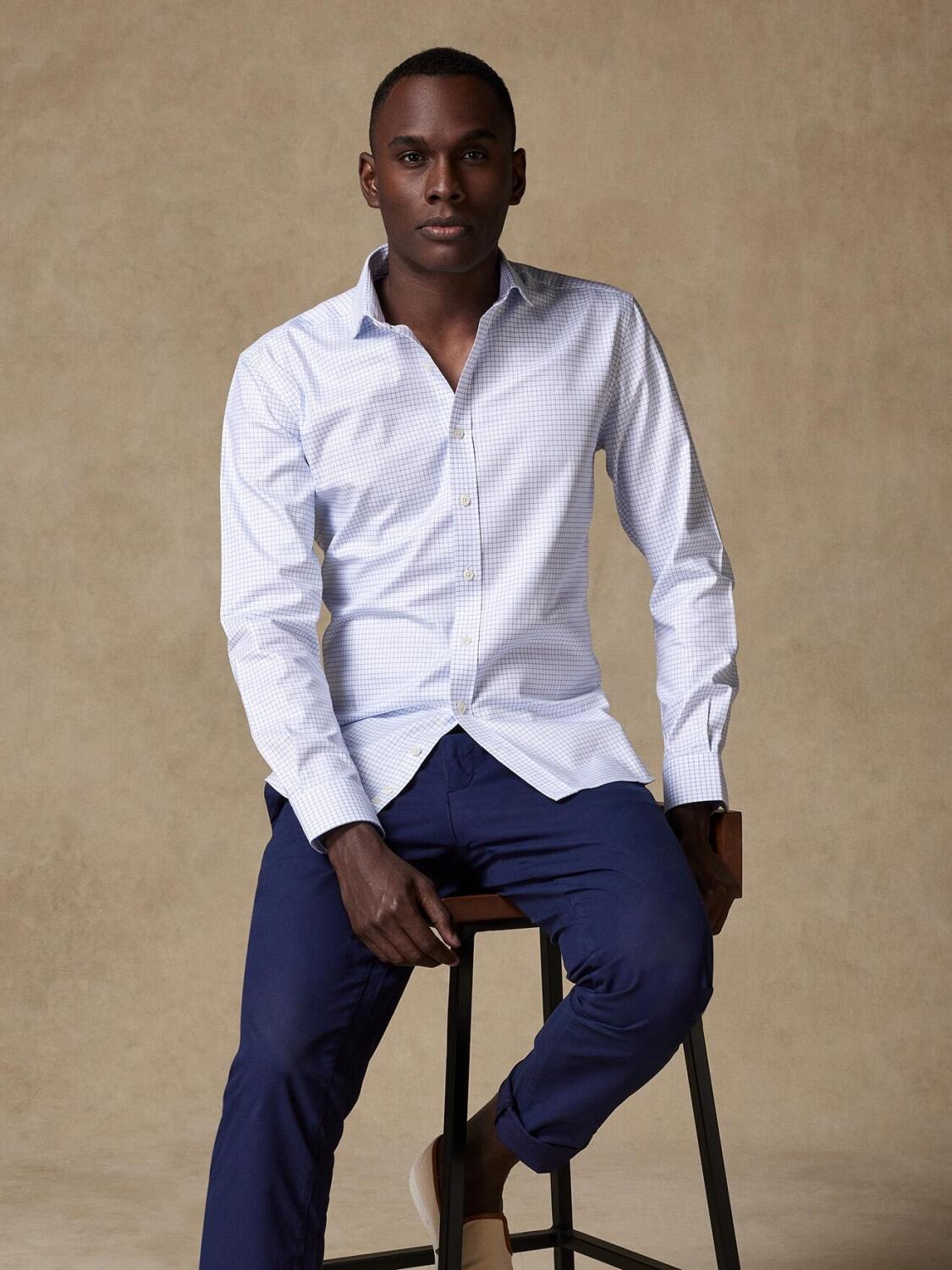 Chemise cintr&eacute;e Olga &agrave; carreaux bleus