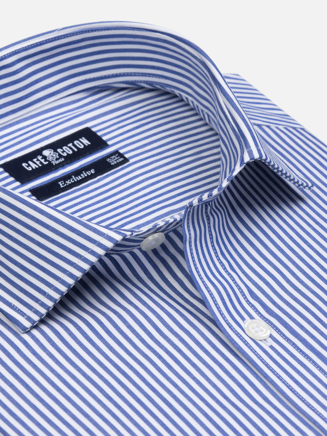 Chemise cintrée Oscar à rayures marine