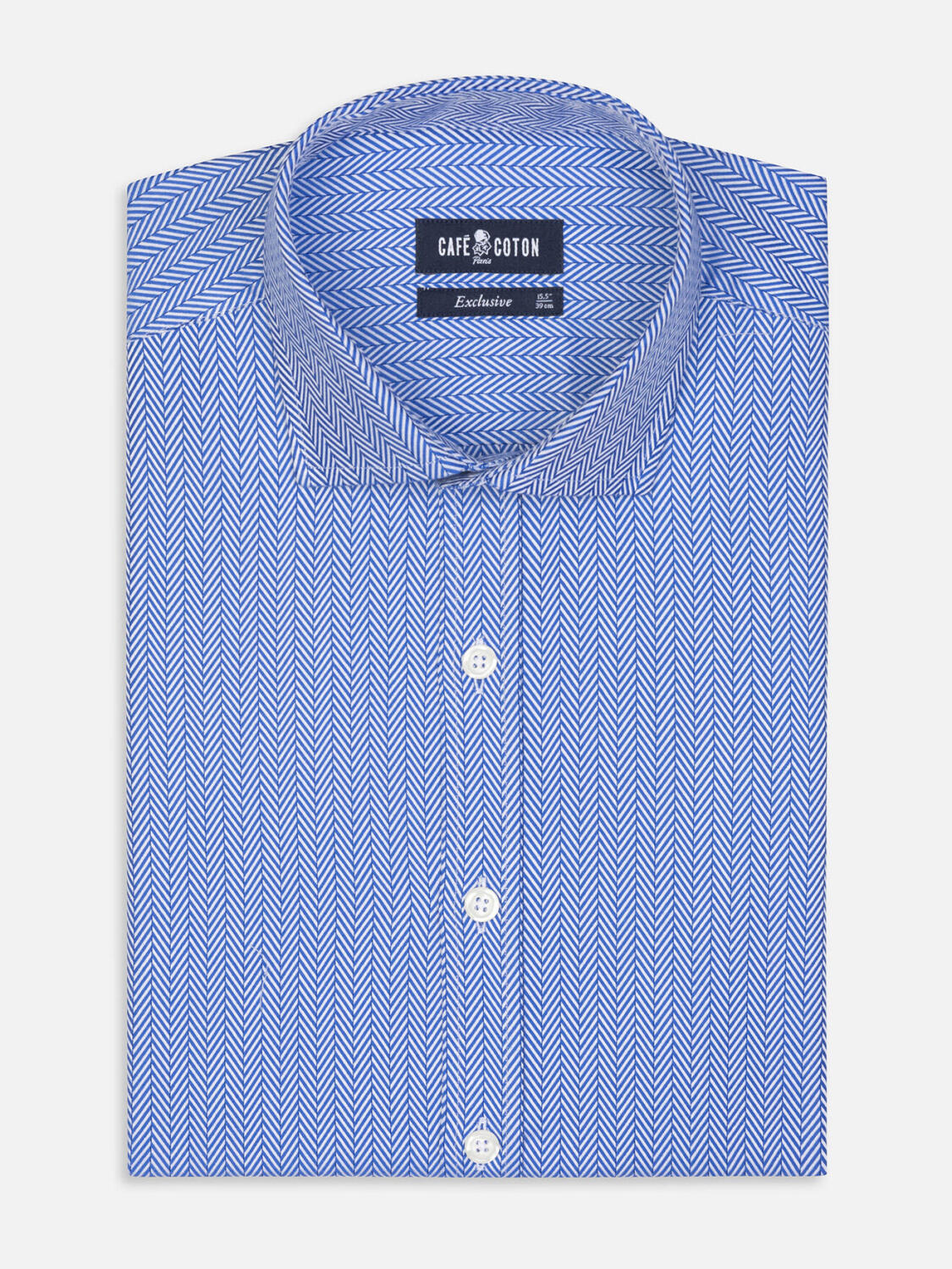 Perry Blauw Visgraat Slim fit overhemd