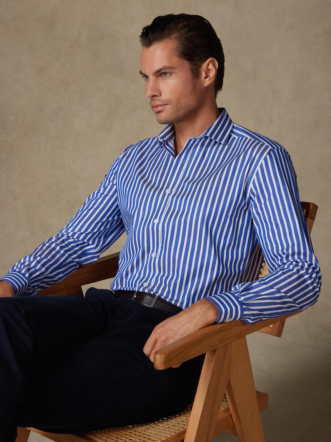 Chemise cintr&eacute;e Phil &agrave; rayures bleues