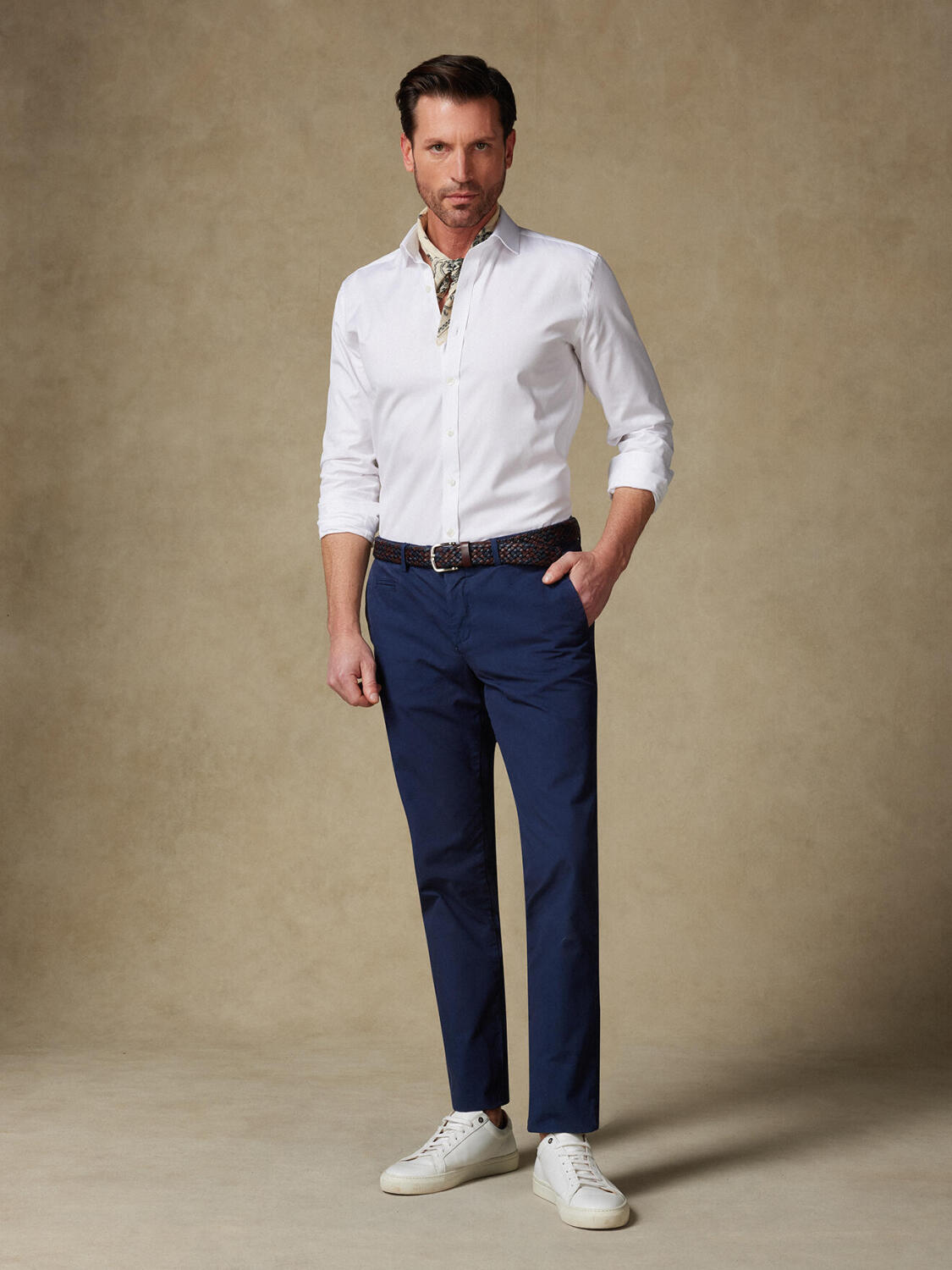 Wit speldenprik Slim fit overhemd