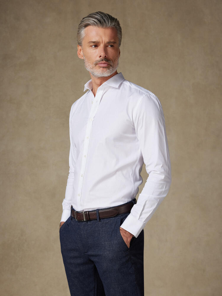 Chemise cintrée en pin point blanc