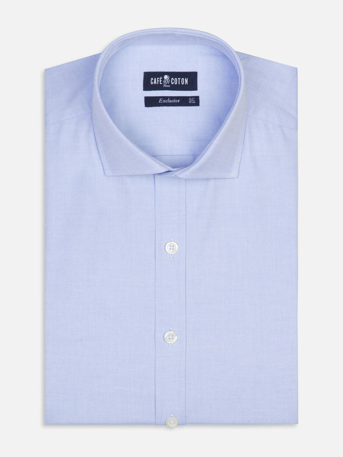 Camicia slim fit punta di spillo cielo