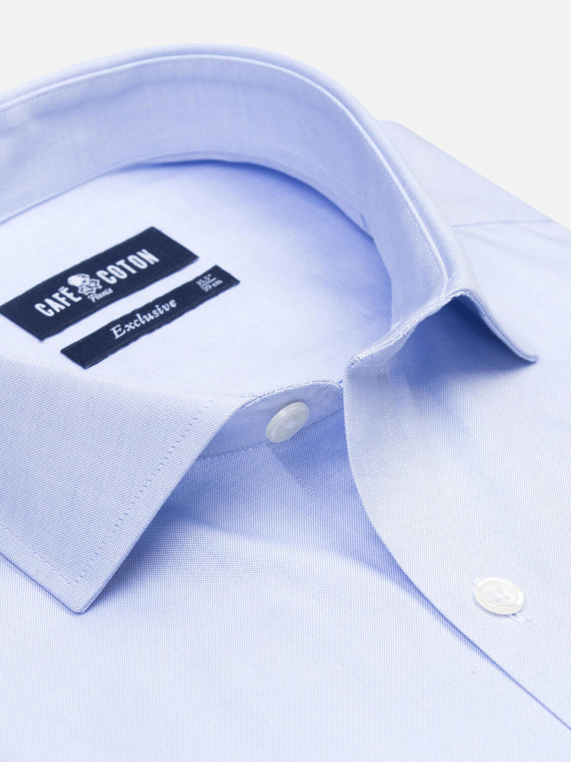 Camicia slim fit punta di spillo cielo