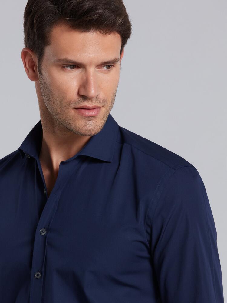 Chemise en popeline marine