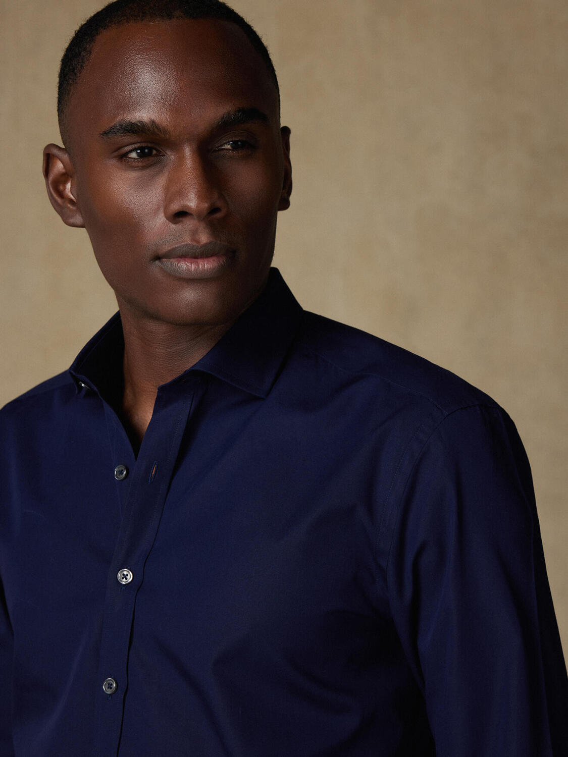 Camicia slim in popeline blu navy