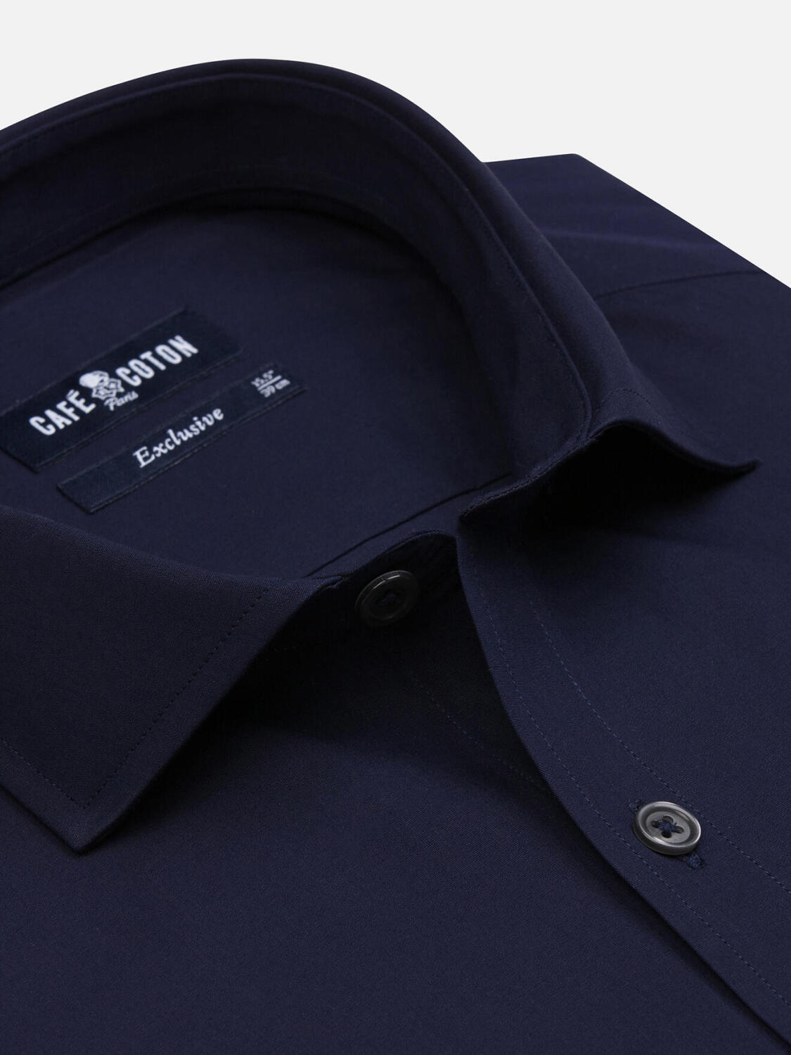 Camicia slim in popeline blu navy