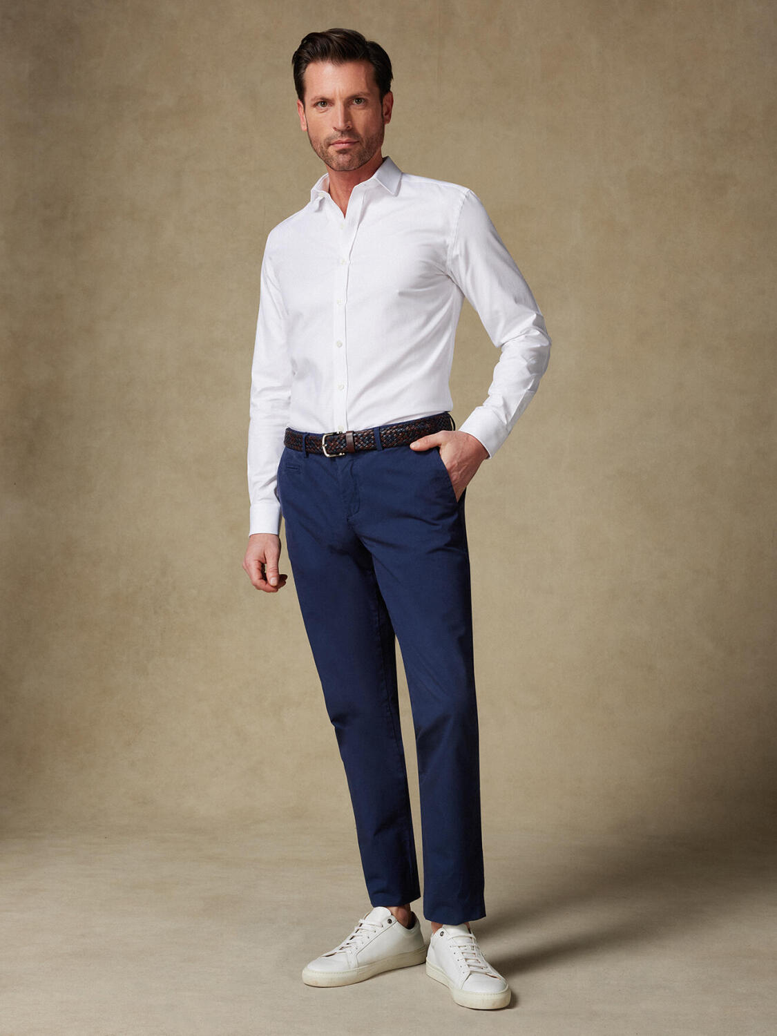 Camicia slim Reed testurizzata bianca