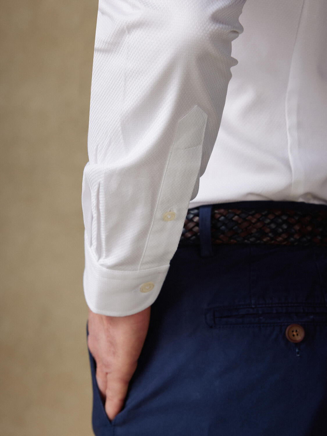 Camicia slim Reed testurizzata bianca