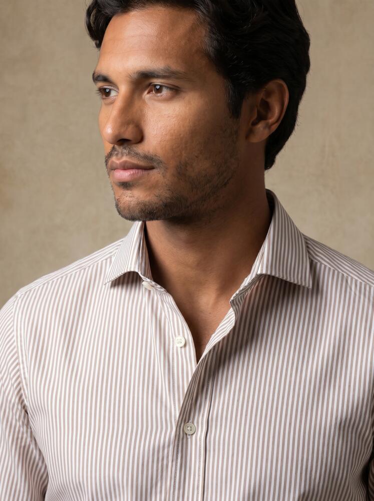 Camisa Slim Fit Riddle de rayas habana